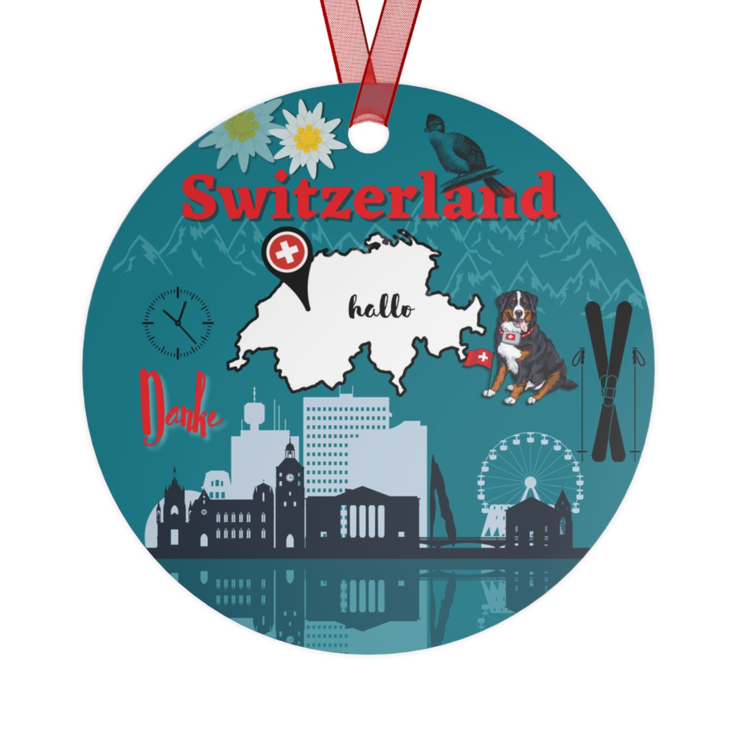 Switzerland Ornament | Travel-Inspired Souvenir, Keepsake Gift | Swiss Alps