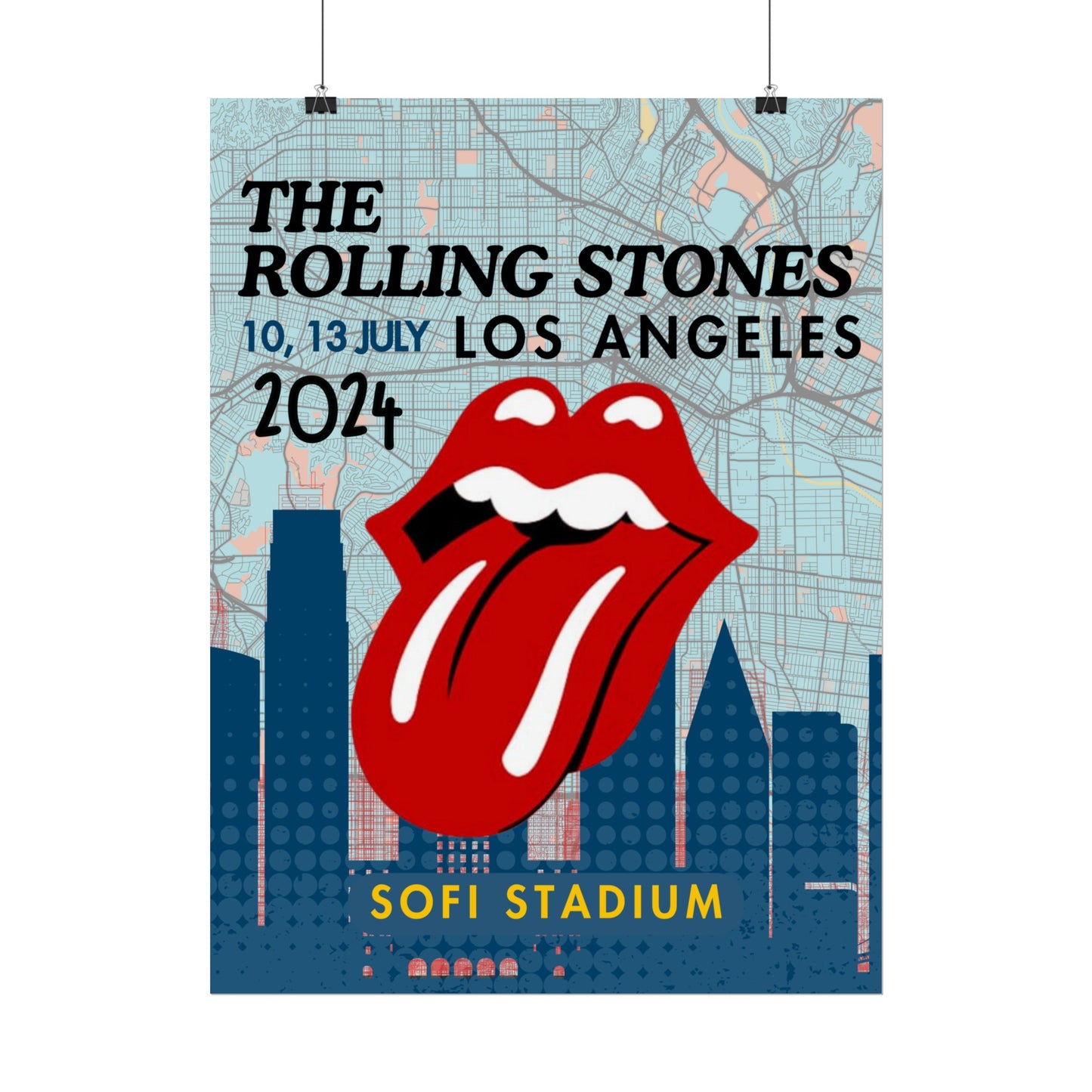 The Rolling Stones Concert Poster LA SoFi Stadium 16x20 18x24 2 Finishes