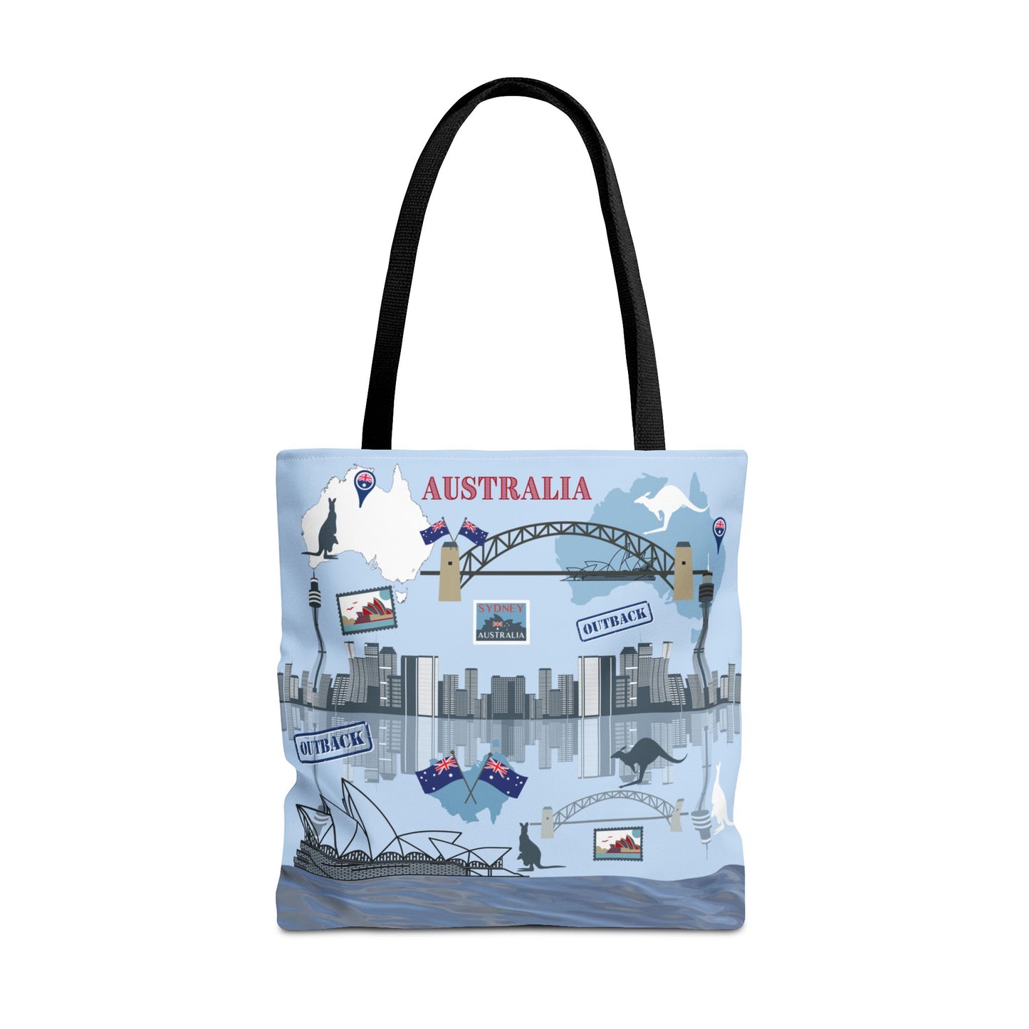 Australia Landmarks Tote Bag Sydney Opera House Kangaroos 3 Sizes