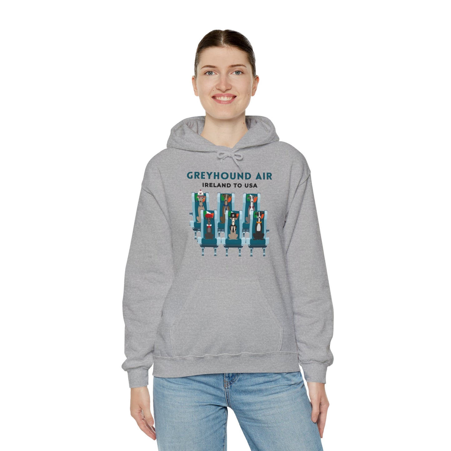 Greyhound Air Hooded Sweatshirt, Ireland to USA Classic Fit, Original Design, Unisex