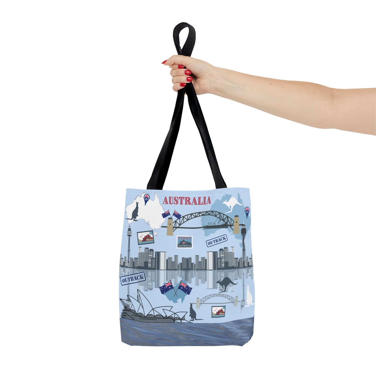 Australia Landmarks Tote Bag Sydney Opera House Kangaroos 3 Sizes