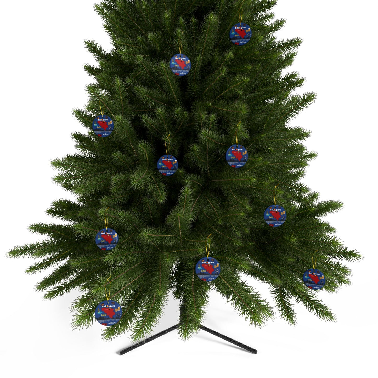 Belgium Ceramic Ornaments Unique Holiday Gift, 2-Sided Print, Travel Souvenir