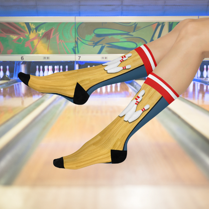 Bowling alley socks pins ball