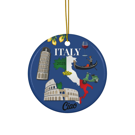 Italy Ceramic Ornament Unique Holiday Decor, 2-Sided Print, Perfect Gift for Christmas, Home Decoration, Travel Souvenir