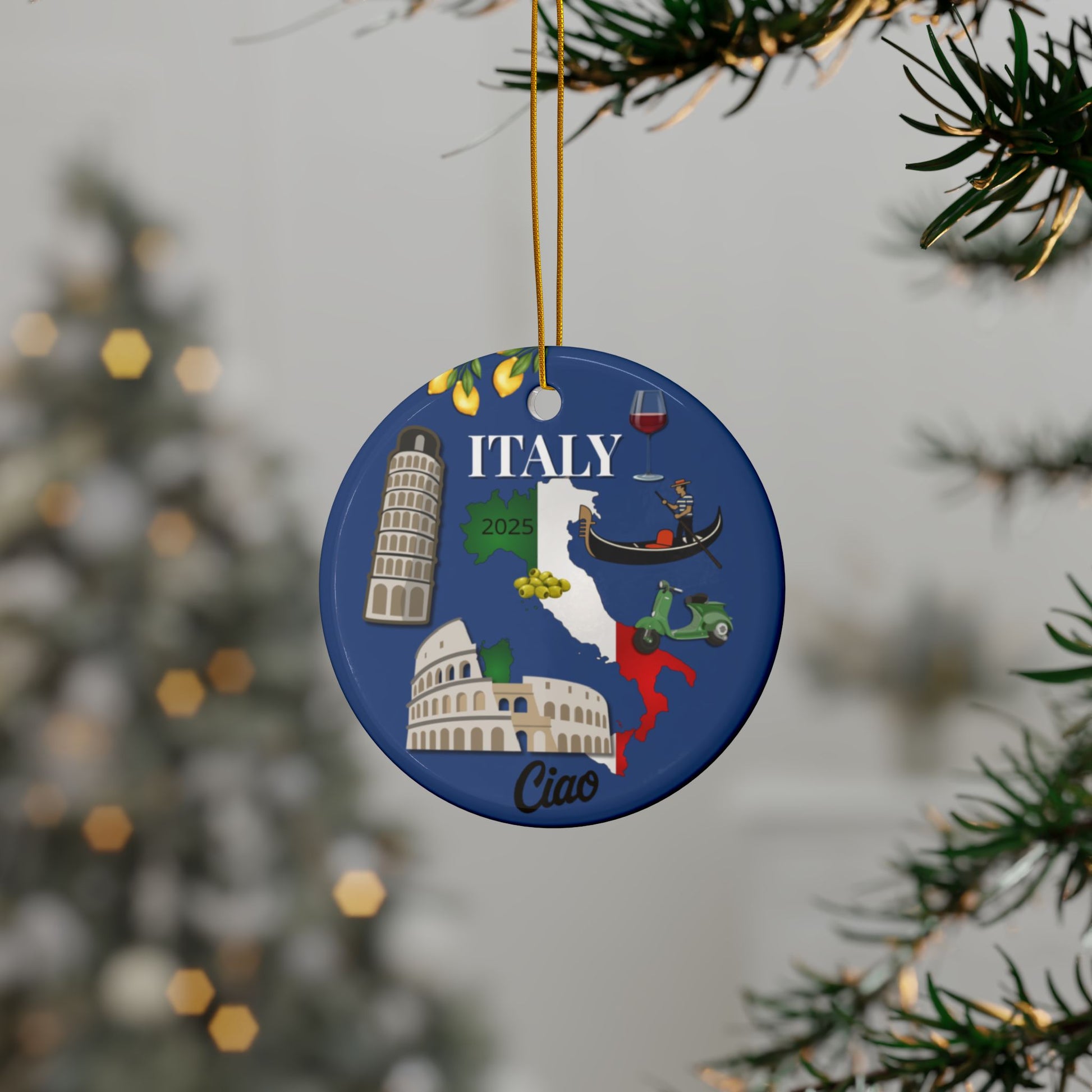 italy ornament on tree
