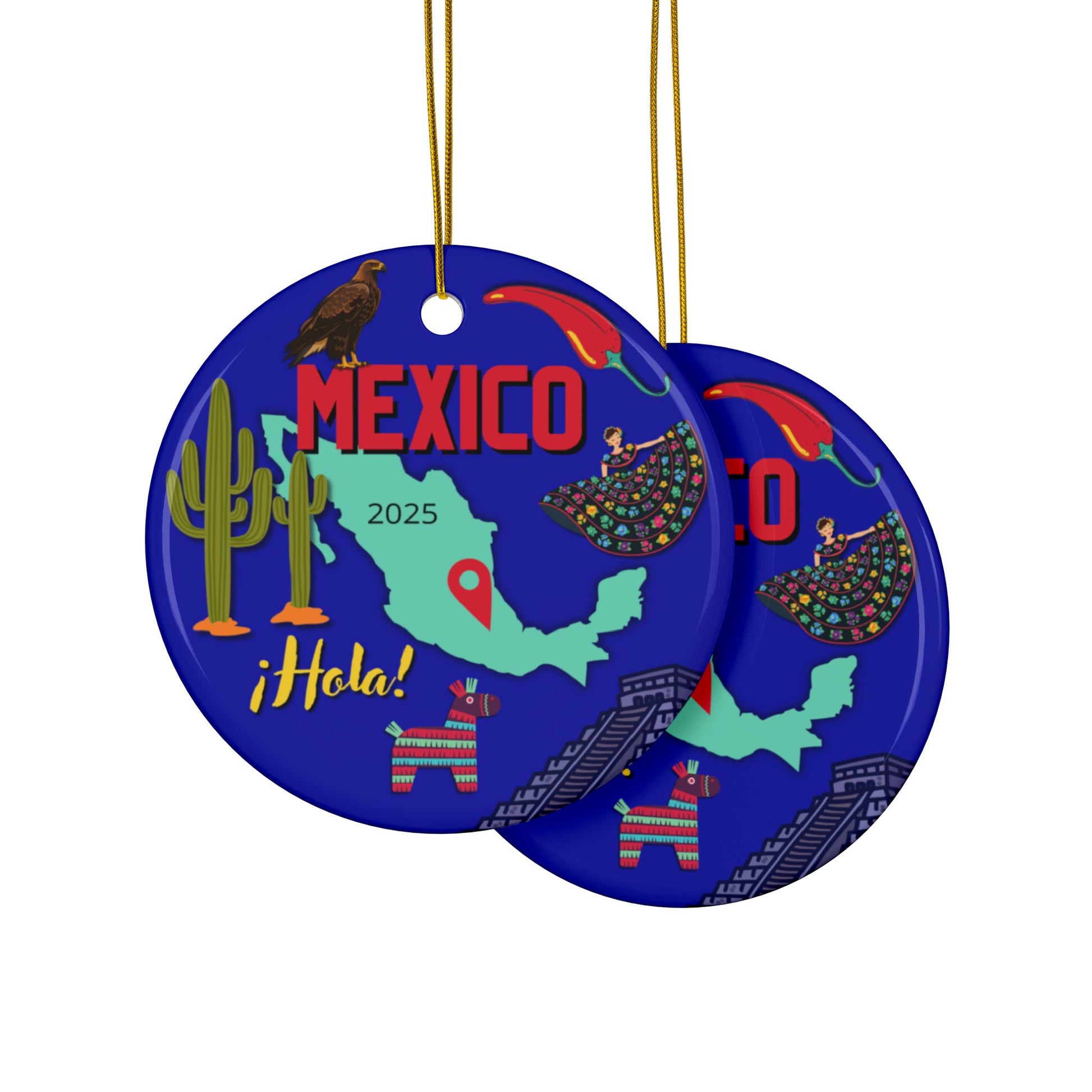 Mexican theme ornament map, pinata, colorful