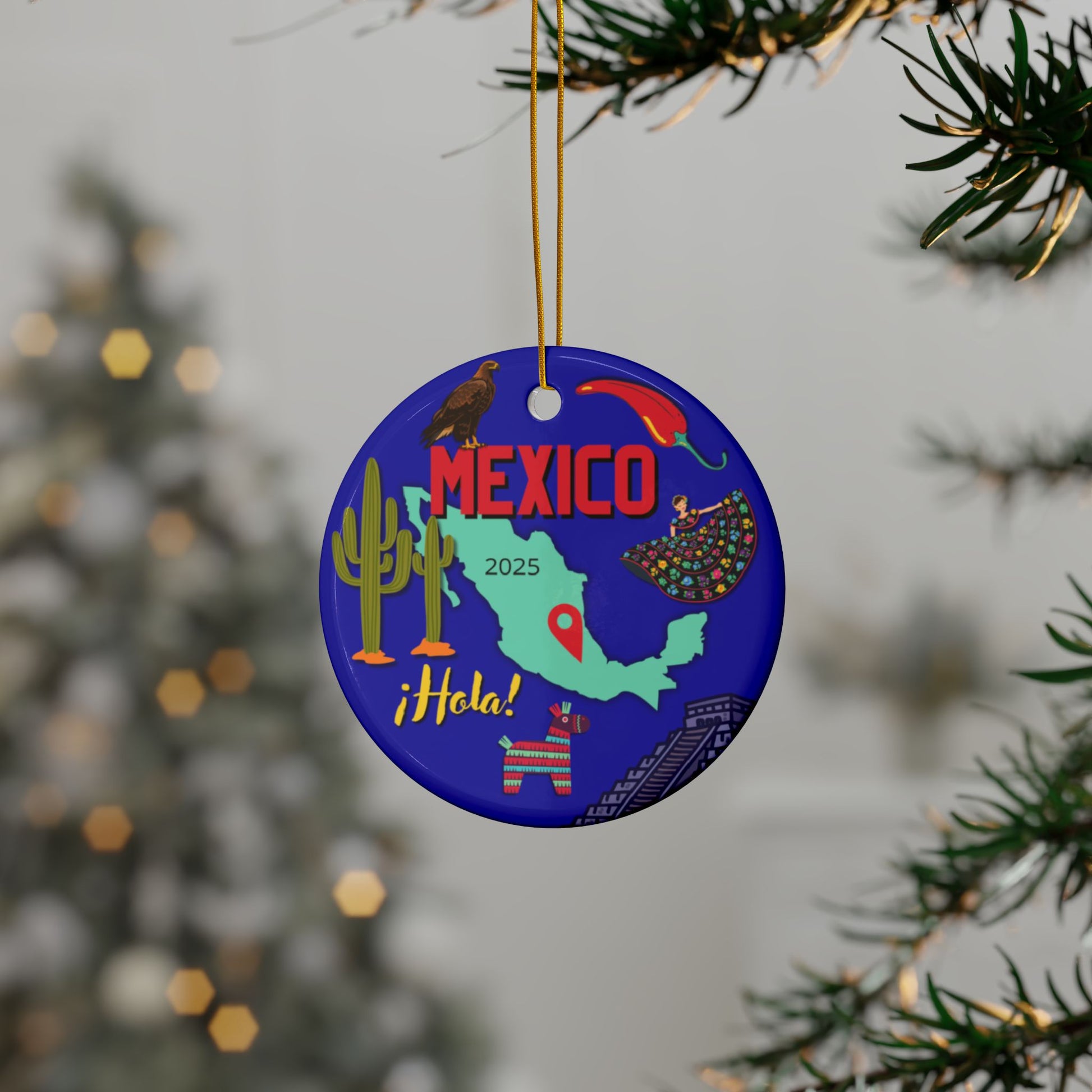 Mexican theme ornament map, pinata, colorful