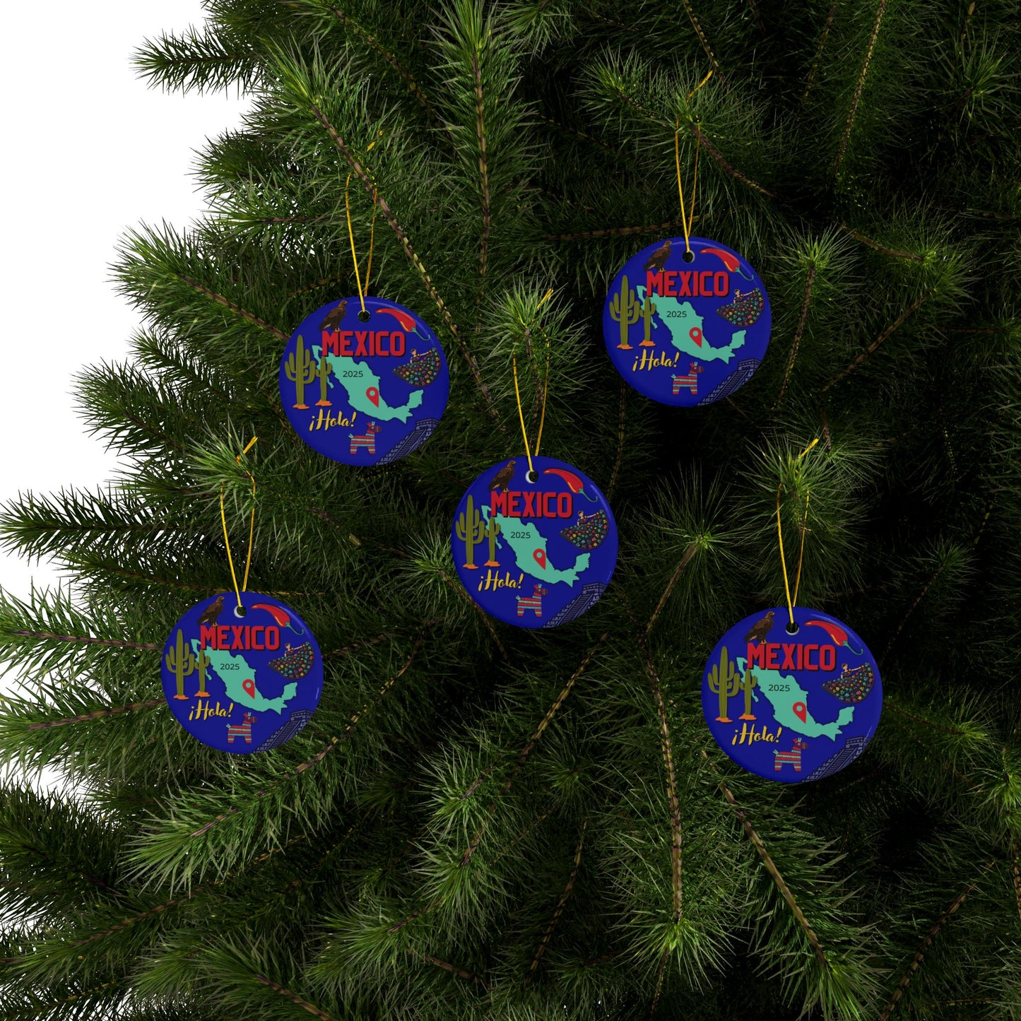 Mexican theme ornament map, pinata, colorful