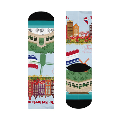 Netherlands socks flat view landmarks canals right