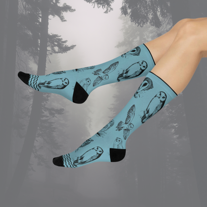 Wise Owl Socks Sketches Unisex Adult Stretchy Mid Calf Original