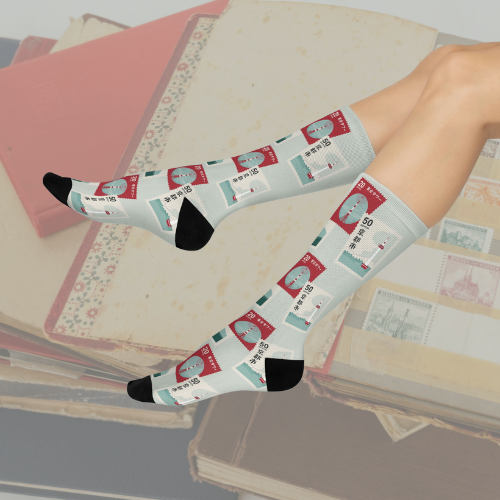 Asian Stamp Socks Unisex Adult Stretchy Mid Calf Original