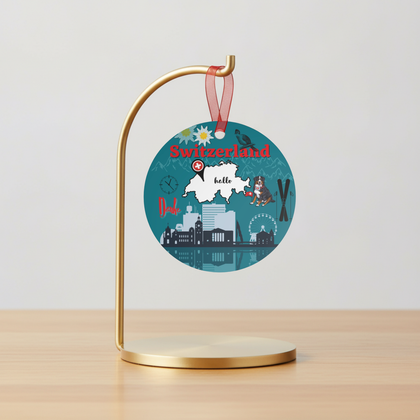 Switzerland Ornament | Travel-Inspired Souvenir, Keepsake Gift | Swiss Alps