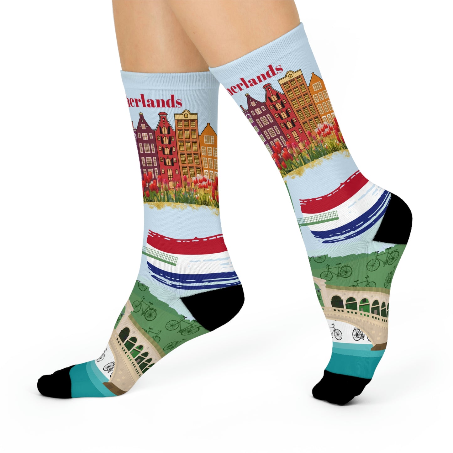 The Netherland Socks Windmills Unisex Adult Stretchy Mid Calf Original