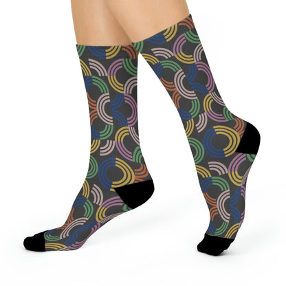 Colorful Retro Socks Unisex Adult Stretchy Mid Calf Original