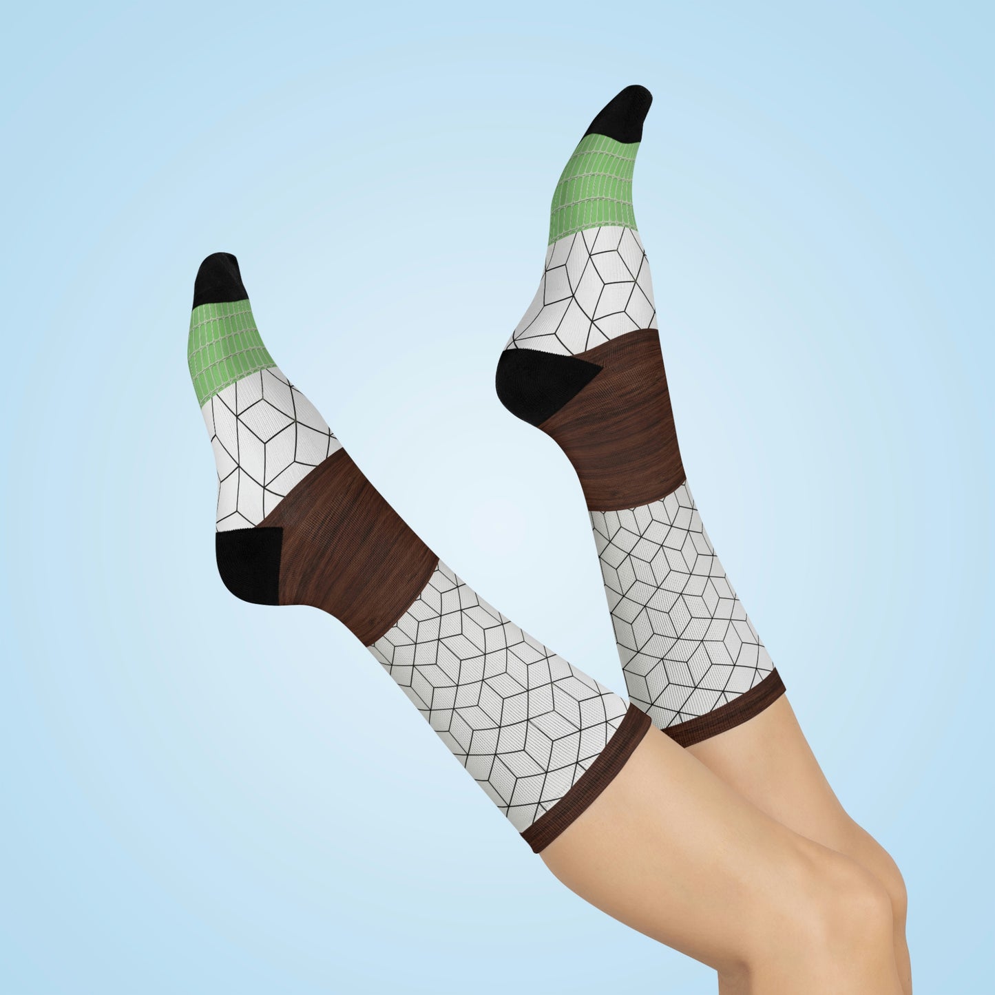 Tile and Wood Socks Flooring Unisex Adult Stretchy Mid Calf Original