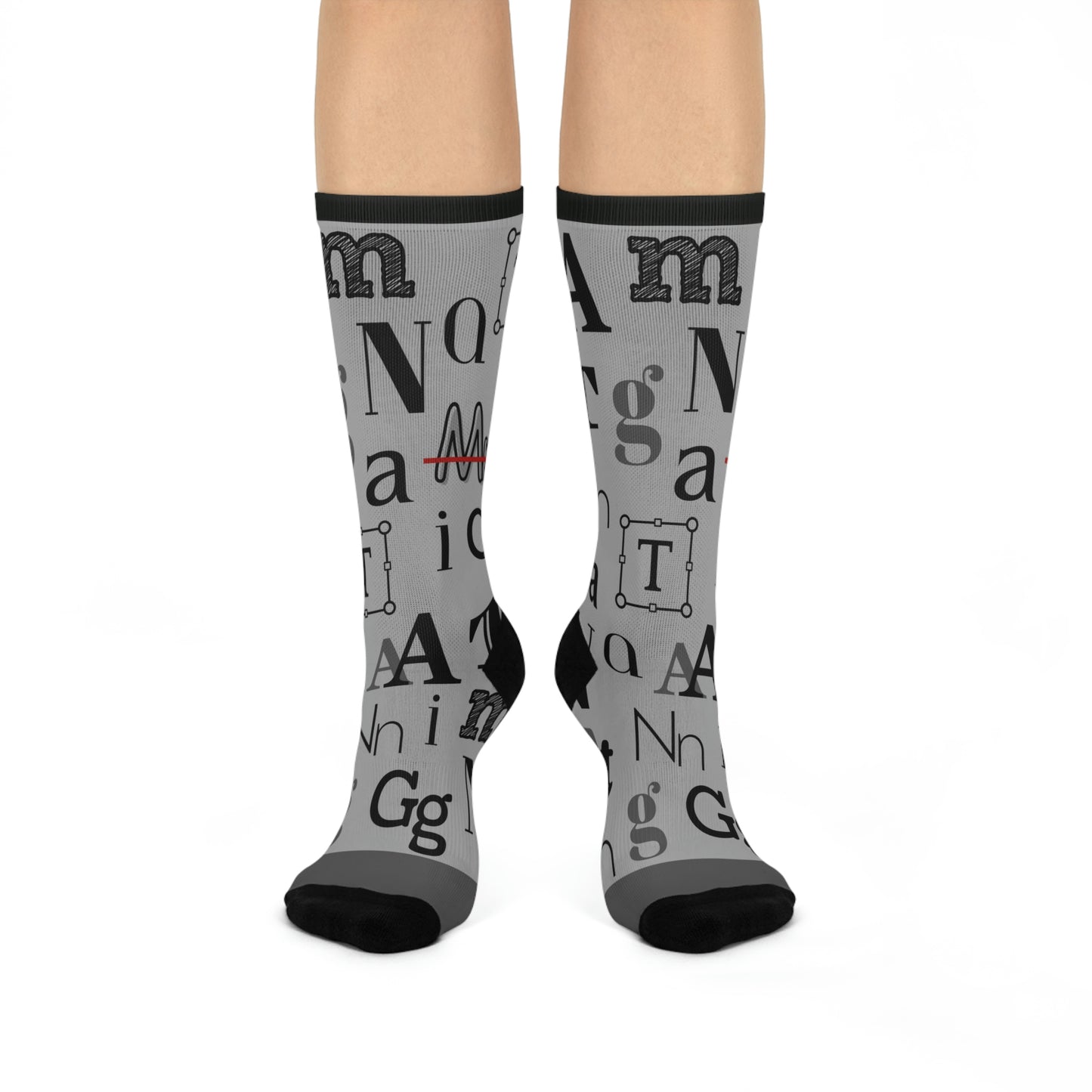 Font Frenzy Socks Typography Unisex Adult Stretchy Mid Calf Original