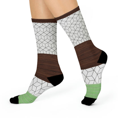 Tile and Wood Socks Flooring Unisex Adult Stretchy Mid Calf Original