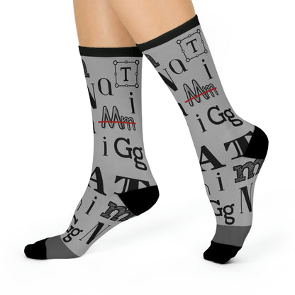 Font Frenzy Socks Typography Unisex Adult Stretchy Mid Calf Original