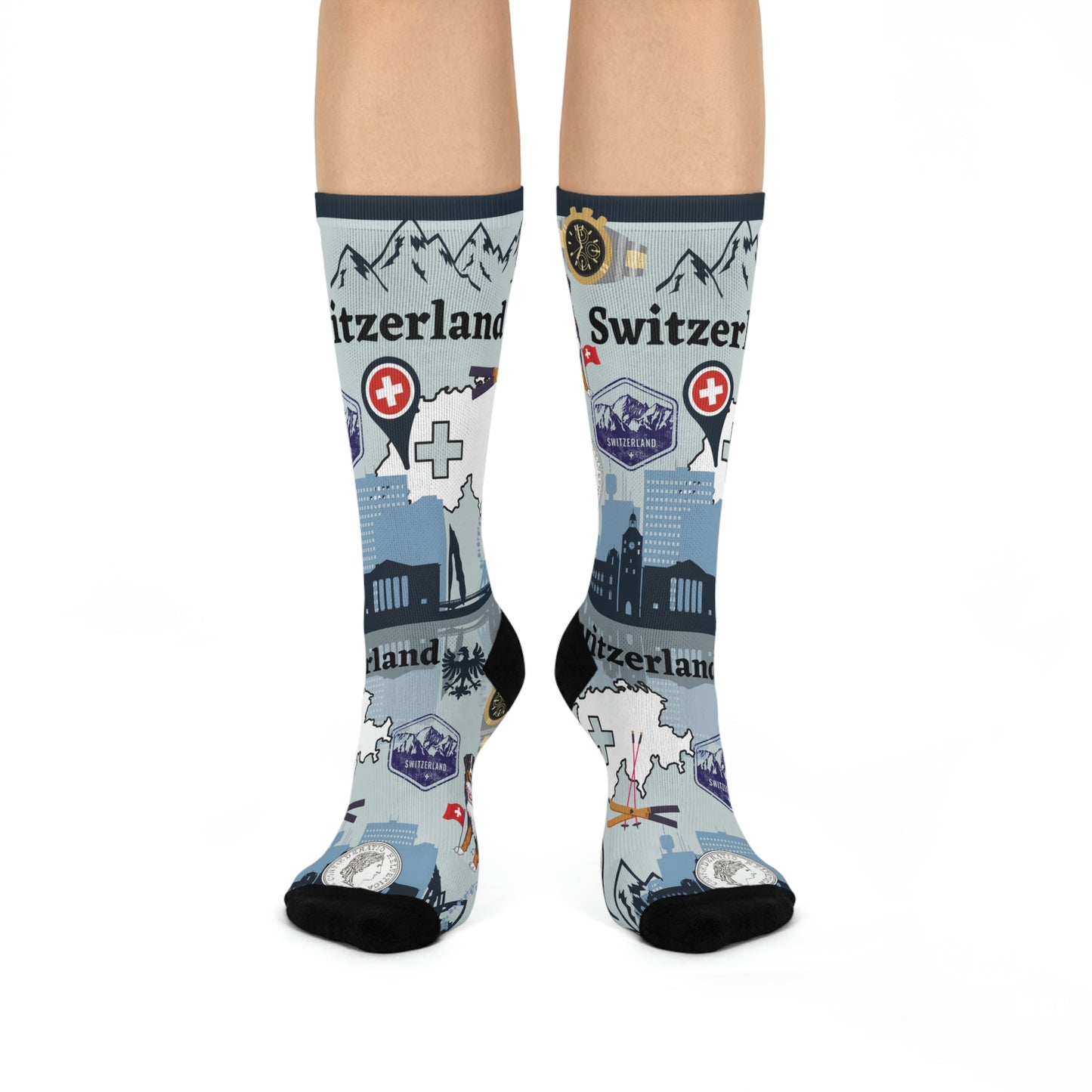 Switzerland Socks Alps Unisex Adult Stretchy Mid Calf Original