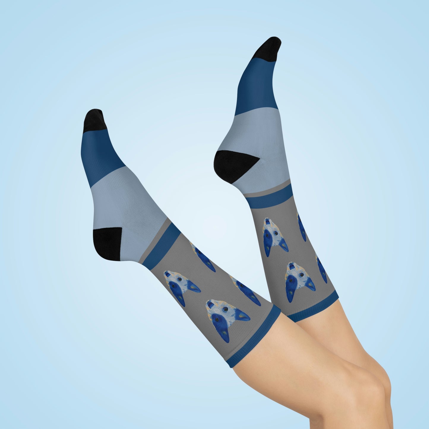 Queensland Blue Healer Socks Blue Face Unisex Adult Stretchy Mid Calf Original