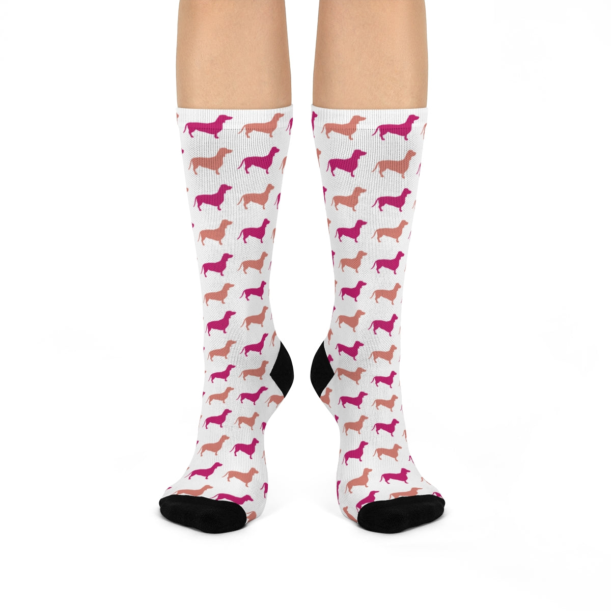 Dachshund Crew Socks! magenta and latte dachshund, great gift! modern, trendy, cute wiener dog socks! - The Dapper Dogg