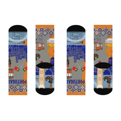 Portugal Socks Lisbon Skyline Unisex Adult Stretchy Mid Calf Original