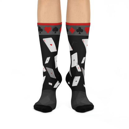 Casino Game Night Socks Gin Rummy Unisex Adult Stretchy Mid Calf Original