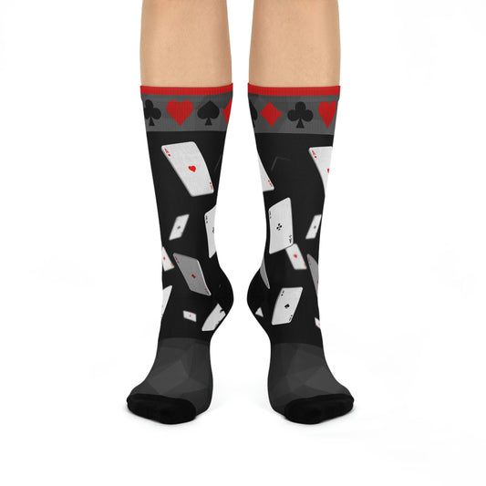 Casino Game Night Socks Gin Rummy Unisex Adult Stretchy Mid Calf Original