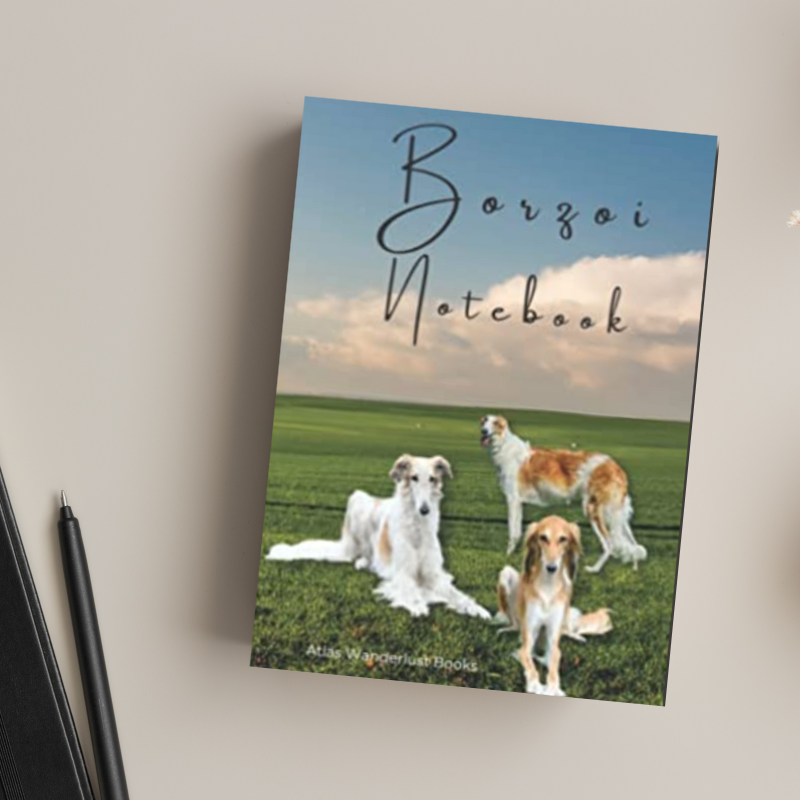 Borzoi Notebook Planner, to-do list, dog journal, notes 6x9, 120 pages, paperback - The Dapper Dogg