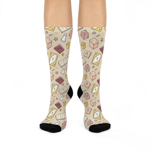 Game Night Socks Dice Unisex Adult Stretchy Mid Calf Original