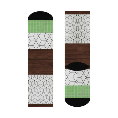 Tile and Wood Socks Flooring Unisex Adult Stretchy Mid Calf Original