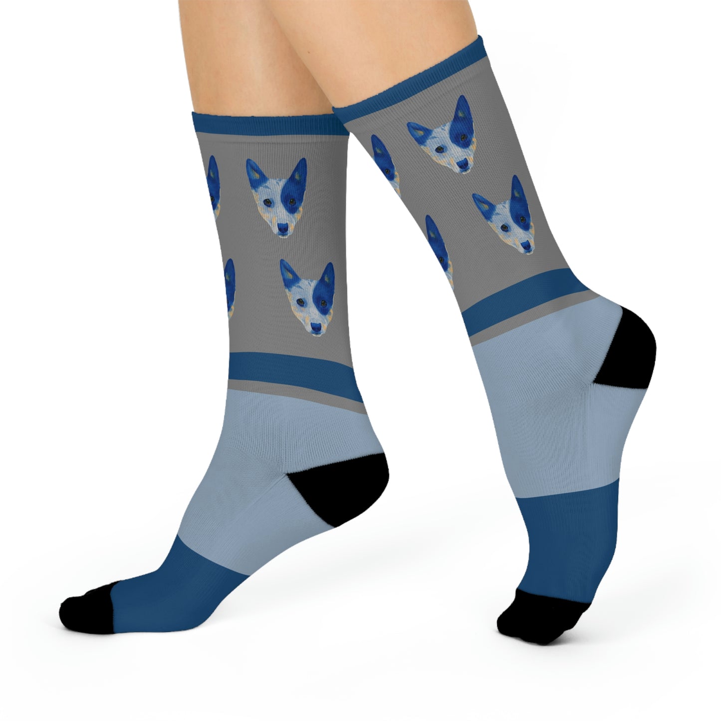 Queensland Blue Healer Socks Blue Face Unisex Adult Stretchy Mid Calf Original