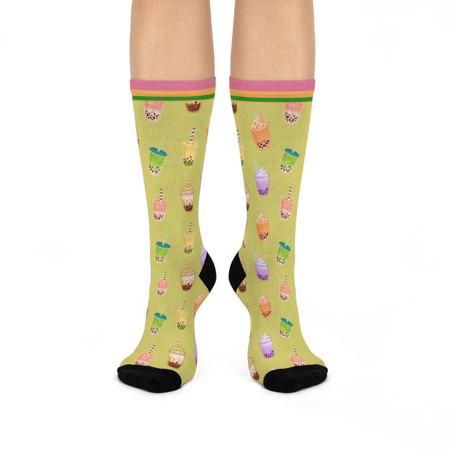 Bubble Tea Socks Boba Unisex Adult Stretchy Mid Calf Original